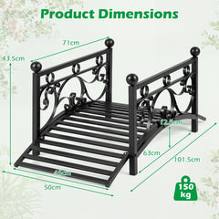 118 cm/101.5 cm Garden Metal Bridge with Dual Patterned Side Rails-S