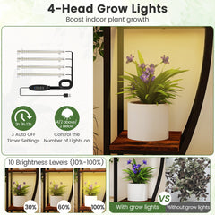 160CM Tall Indoor Plant Stand with Grow Lights-Coffee