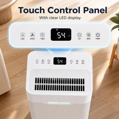 12.5L 35㎡ Dehumidifier for Basement with Drain Hose Smart Humidity Control and 3 Modes 24H Timer-White