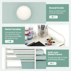 12 Drawers Rolling Storage Cart with 4 Wheels and Brakes-Green