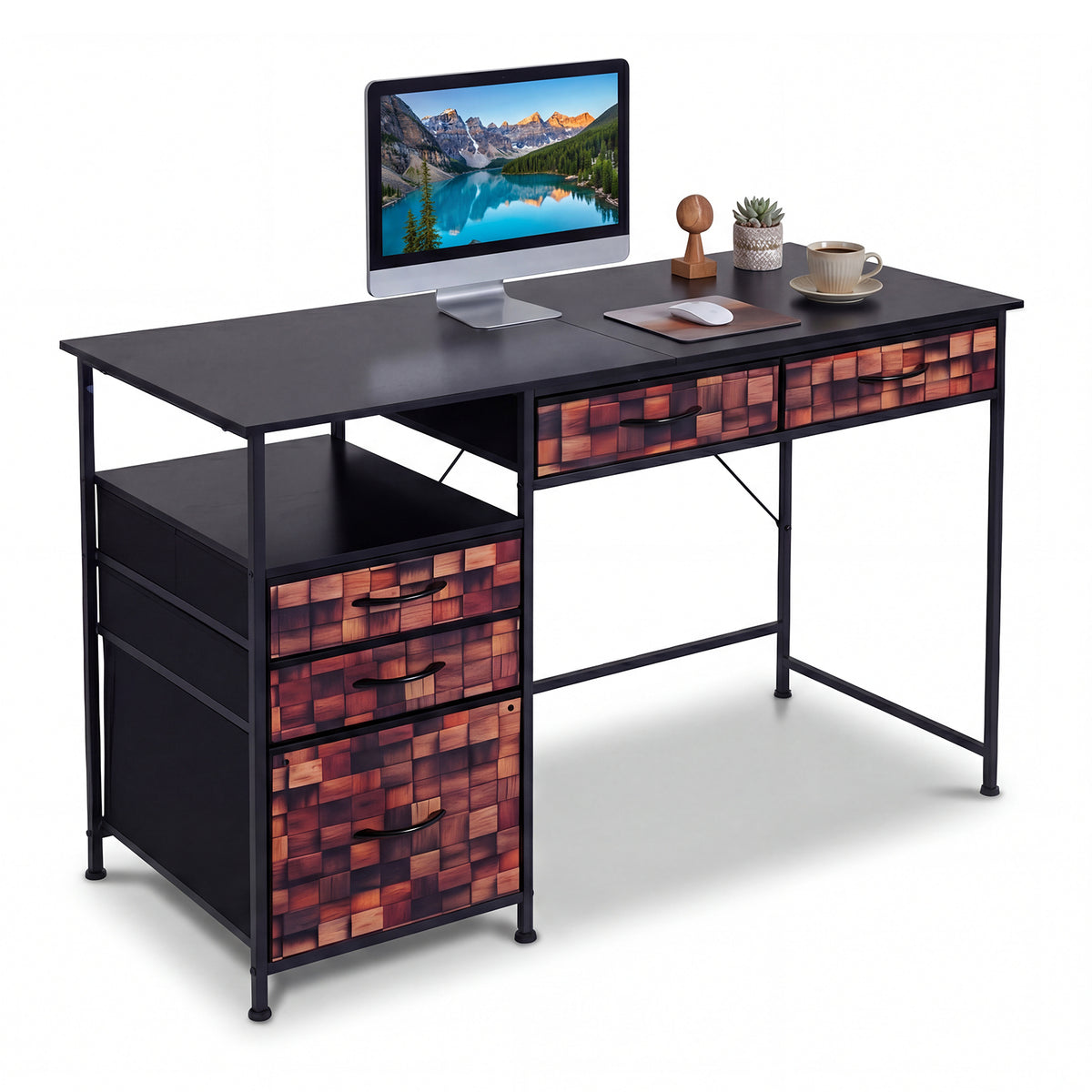 120 CM Computer Desk Home Office Desk with Metal Frame-Coffee