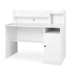 120 CM Computer Desk with Monitor Stand and Storage Cabinet-White