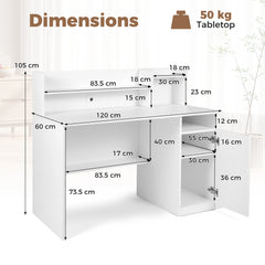 120 CM Computer Desk with Monitor Stand and Storage Cabinet-White