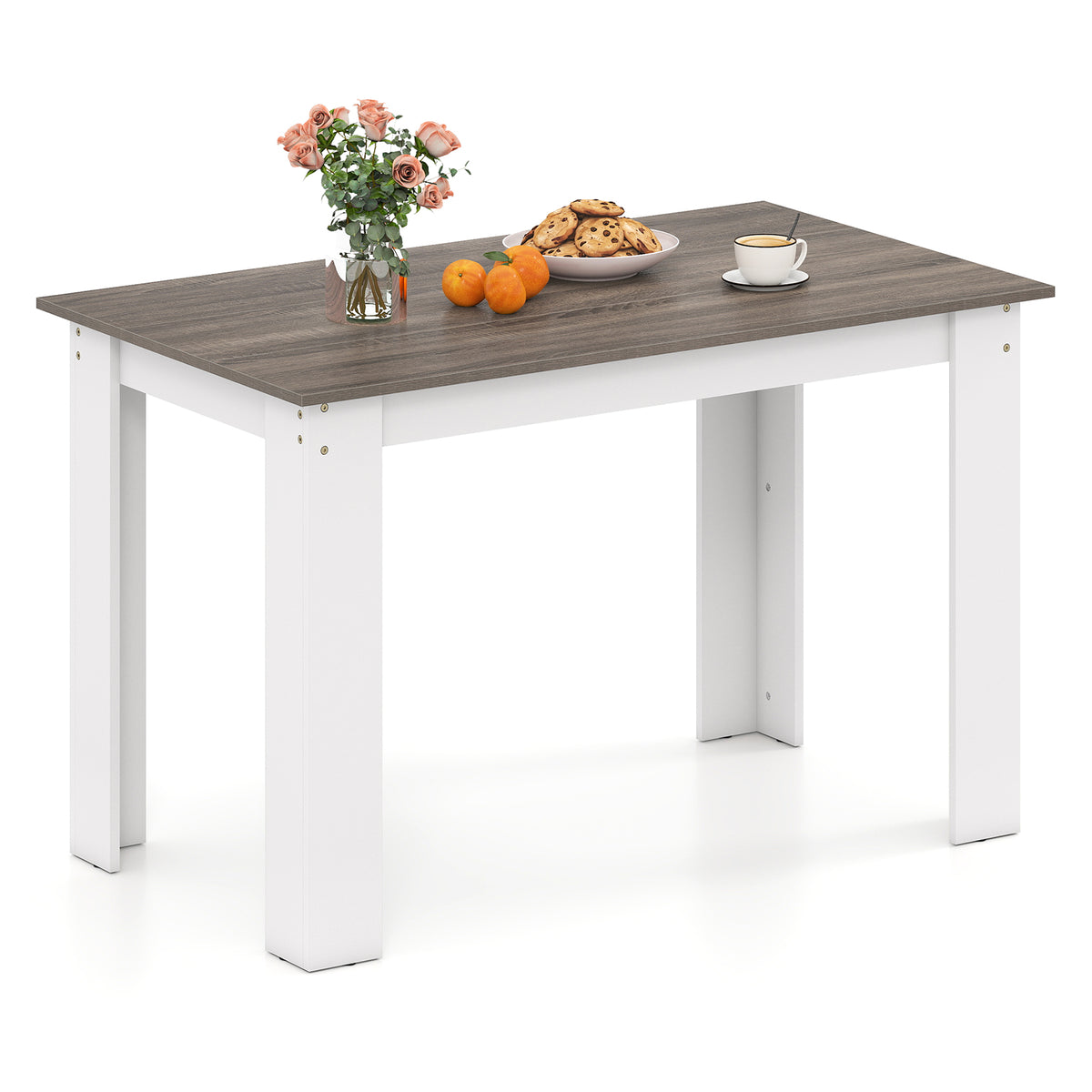 120 CM Dining Table for 4-6 People Wooden Rectangular Table Long Dinner Table-White