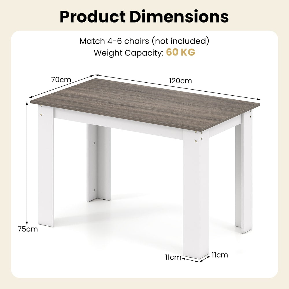 Product dimensions diagram showing the size of the dining table