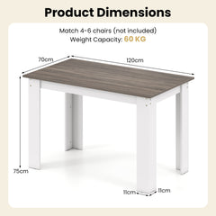 Product dimensions diagram showing the size of the dining table