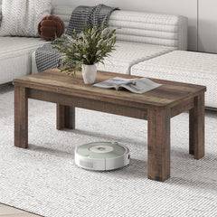 120 cm Farmhouse Coffee Table with Spacious Tabletop-Brown