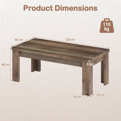 120 cm Farmhouse Coffee Table with Spacious Tabletop-Brown