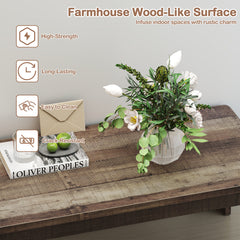 120 cm Farmhouse Coffee Table with Spacious Tabletop-Brown
