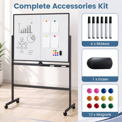 Complete accessories kit for the magnetic whiteboard including markers eraser and magnets