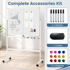 Complete accessories kit for the mobile whiteboard including markers, eraser and magnets
