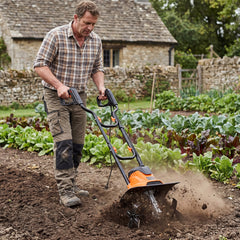 1200W Powerful Foldable Garden Rototiller for Lawn Soil Digging-Orange