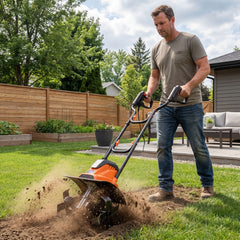 1200W Powerful Foldable Garden Rototiller for Lawn Soil Digging-Orange