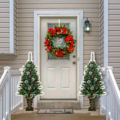 4FT/ 120CM Artificial Christmas Tree with Pine Cones and Decorative Pot