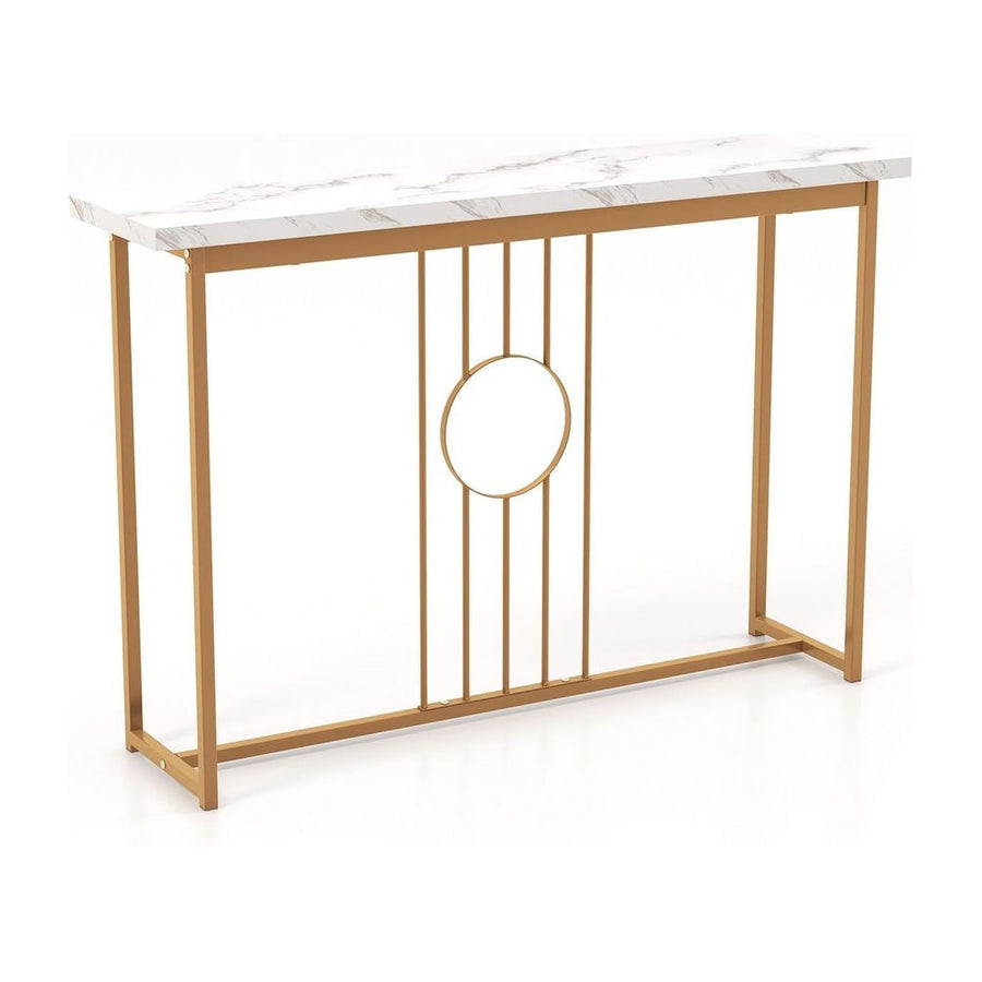 120cm Modern Faux Marble Top Console Table with heavy-duty metal frame