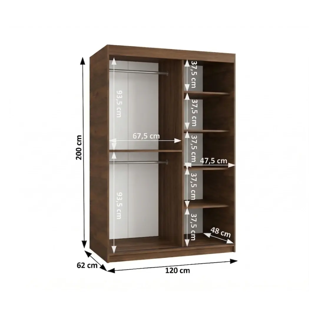 Royal Sliding Door Wardrobe 120cm