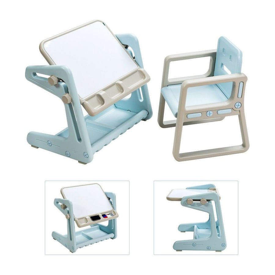 Children's Art Easel / Table and Chair Set with Ample Storage Space-Blue