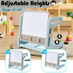 Children's Art Easel / Table and Chair Set with Ample Storage Space-Blue