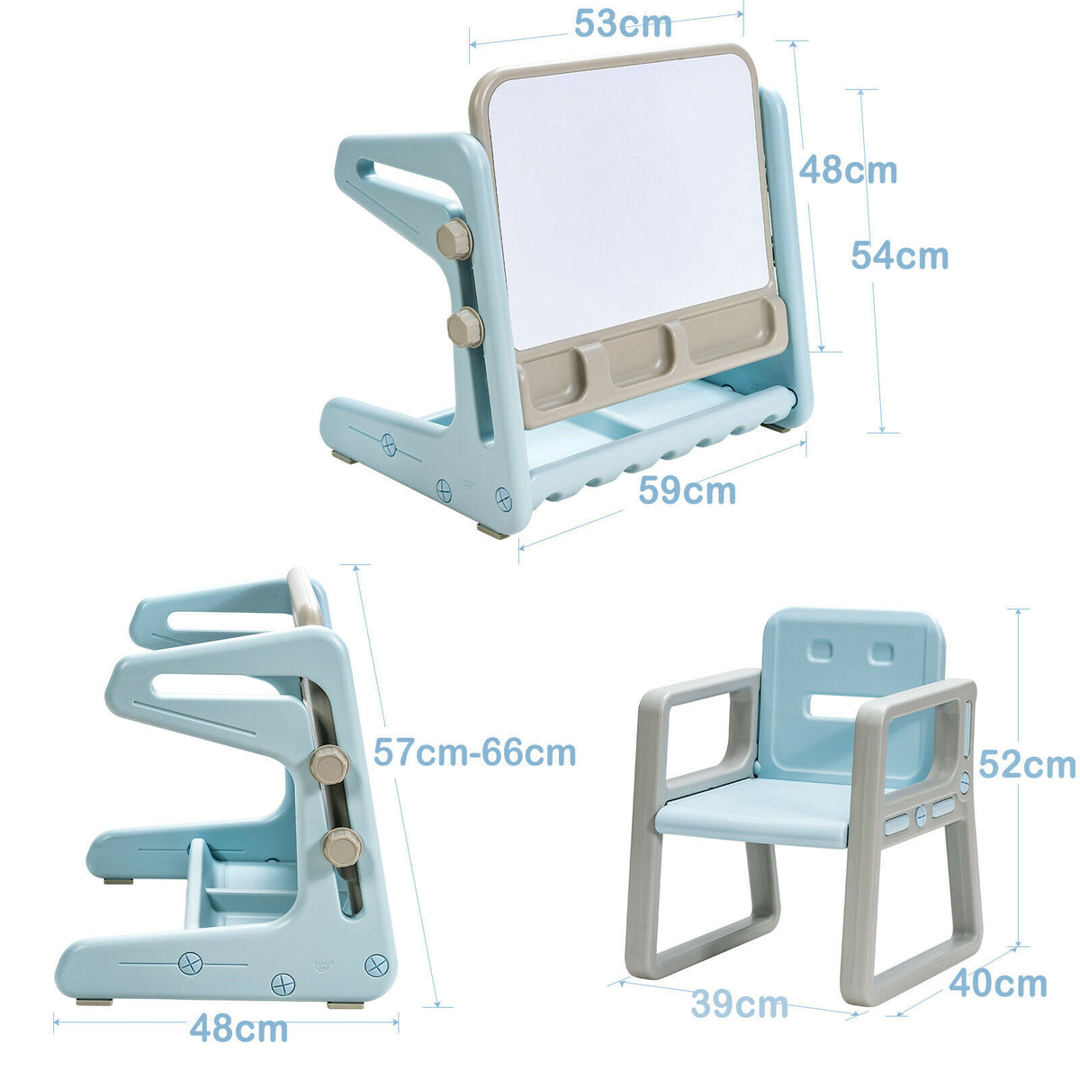 Children's Art Easel / Table and Chair Set with Ample Storage Space-Blue