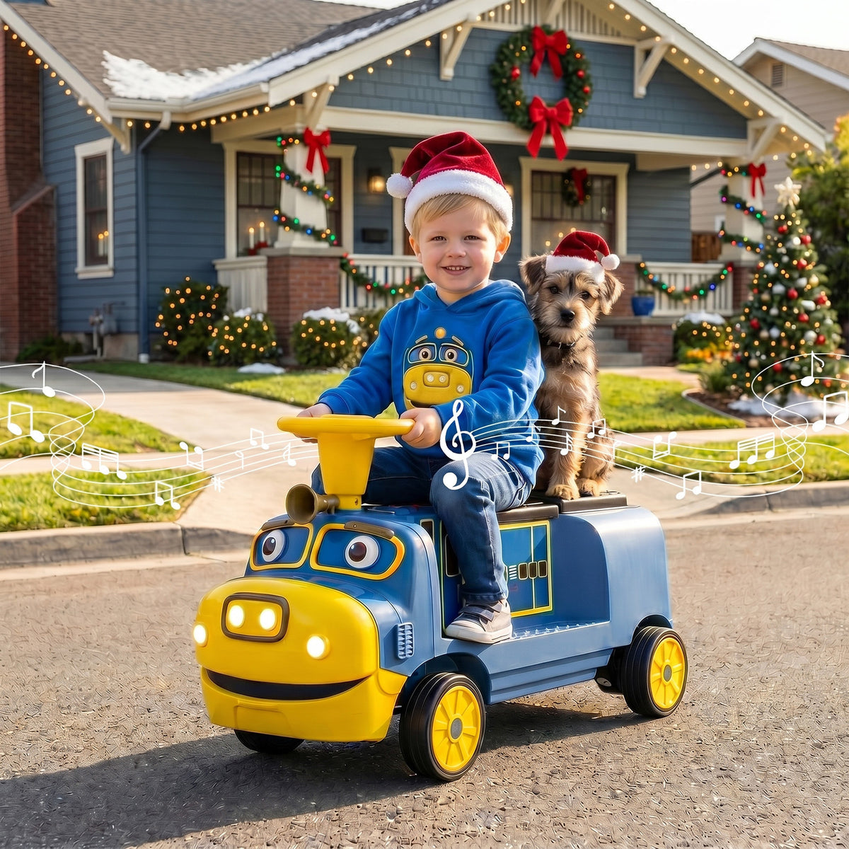 12V 2-Seater Ride on Train Licensed Chuggington with Music and Adjustable Seat-Blue