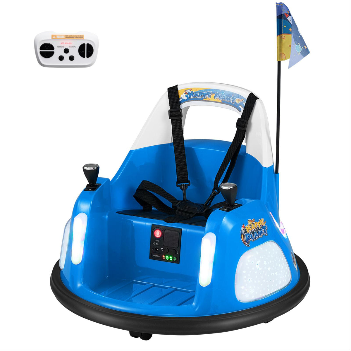 12V Bumper Car for Kids with Remote Control and Lighting Modes-Blue