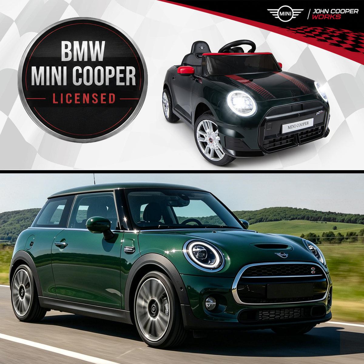 12V Electric Kids Ride on Car BMW MINI Licensed with Remote Control-Black