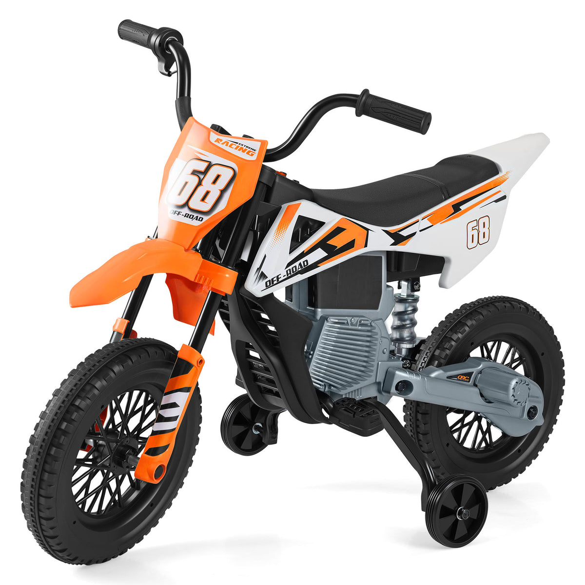 12V Kids Dirt Bike with Twist Throttle Grip Electric Motorcycle with Music-Orange