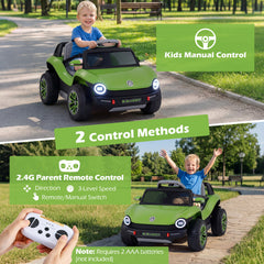 12V Kids Electric Car Licensed Volkswagen with Remote and LED Headlights-Green