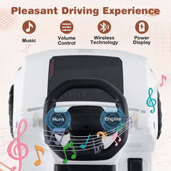 12V Kids Ride On Car Licensed Jeep Electric Vehicle with LED Lights for 18-96 Months-White