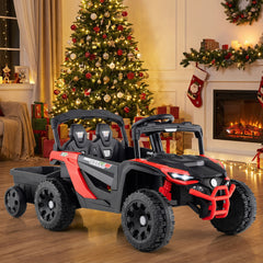 12V Kids Ride On UTV Tractor with Detachable Trailer-Red