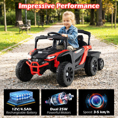 12V Kids Ride On UTV Tractor with Detachable Trailer-Red