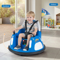 12V Bumper Car for Kids with Remote Control and Lighting Modes-Blue