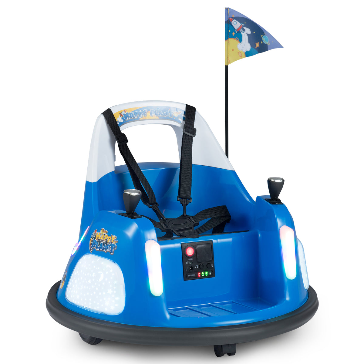 12V Bumper Car for Kids with Remote Control and Lighting Modes-Blue