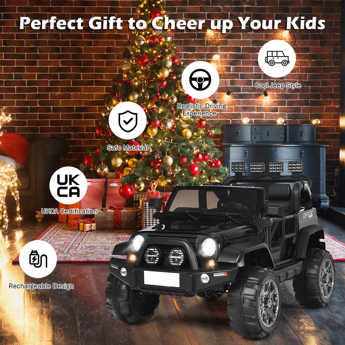 12V Electric Kids Ride On Truck with Remote Control-Black