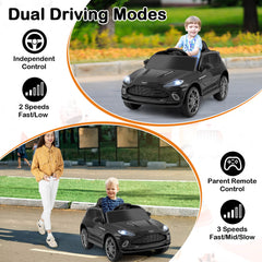 12V Kids Ride on Vehicle Aston Martin Licensed with Horn and Taillights-Black