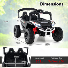 12V Kids Ride On Car Electric UTV with LED Lights and Music-White