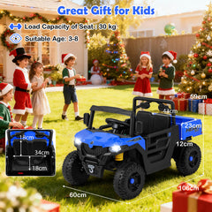 12V Ride on Dump Truck with Electric Dump Bed with Music and Remote Control-Blue