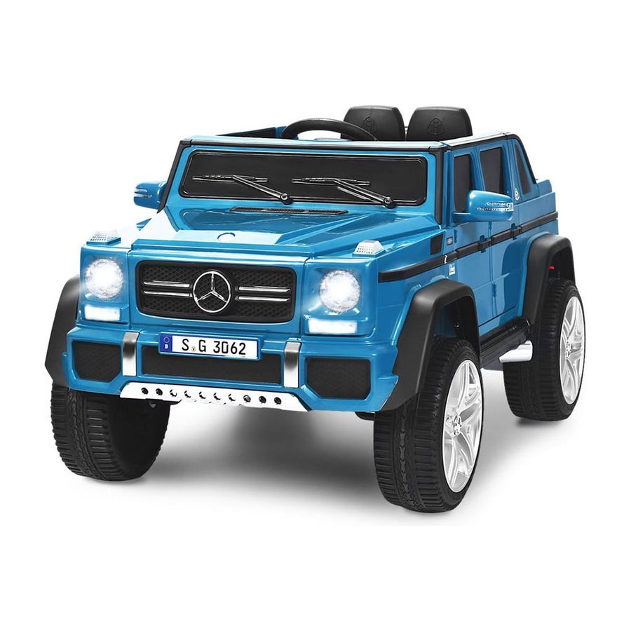 12V Electric Kids Ride On Car in navy blue with silver trim and realistic details
