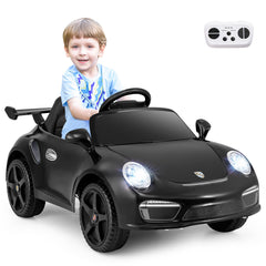 Licensed Porsche Electric Vehicle 12V Kids Ride on Car with Remote Control-Black