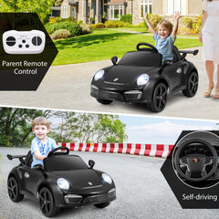 Licensed Porsche Electric Vehicle 12V Kids Ride on Car with Remote Control-Black
