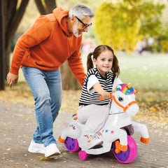12V Unicorn Ride on Toy with Training Wheels for Kids-Orange
