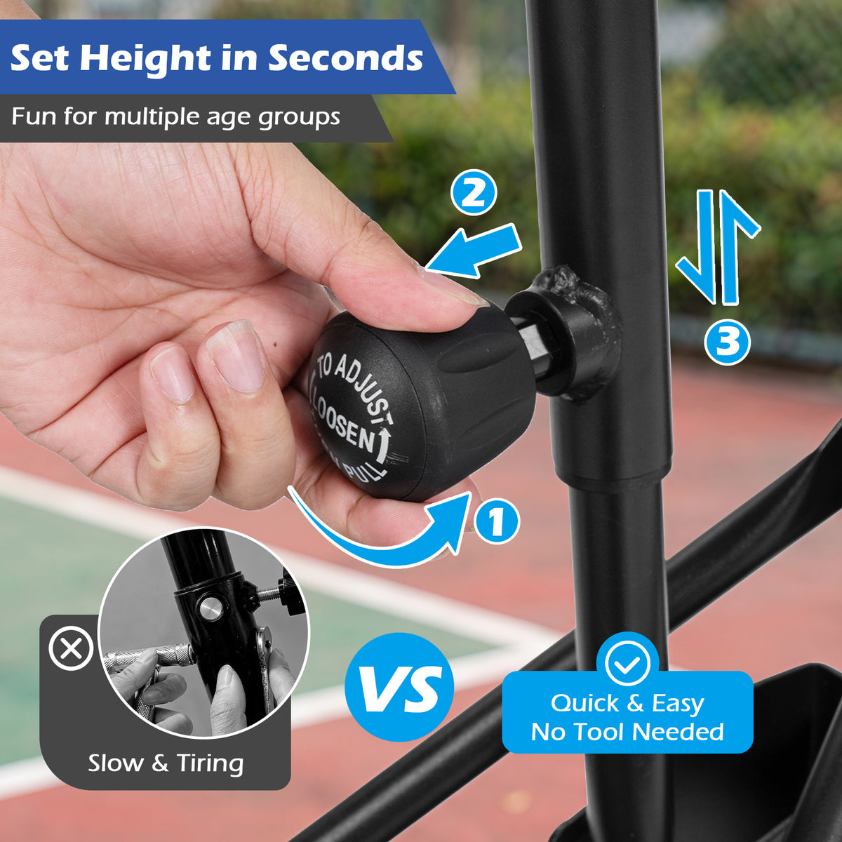 131-263 cm Height Adjustable Basketball Hoop with Weight Bag for Teens
