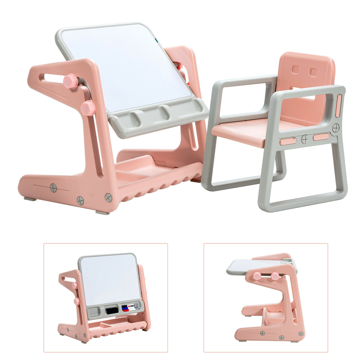 Children's Art Easel / Table and Chair Set with Ample Storage Space