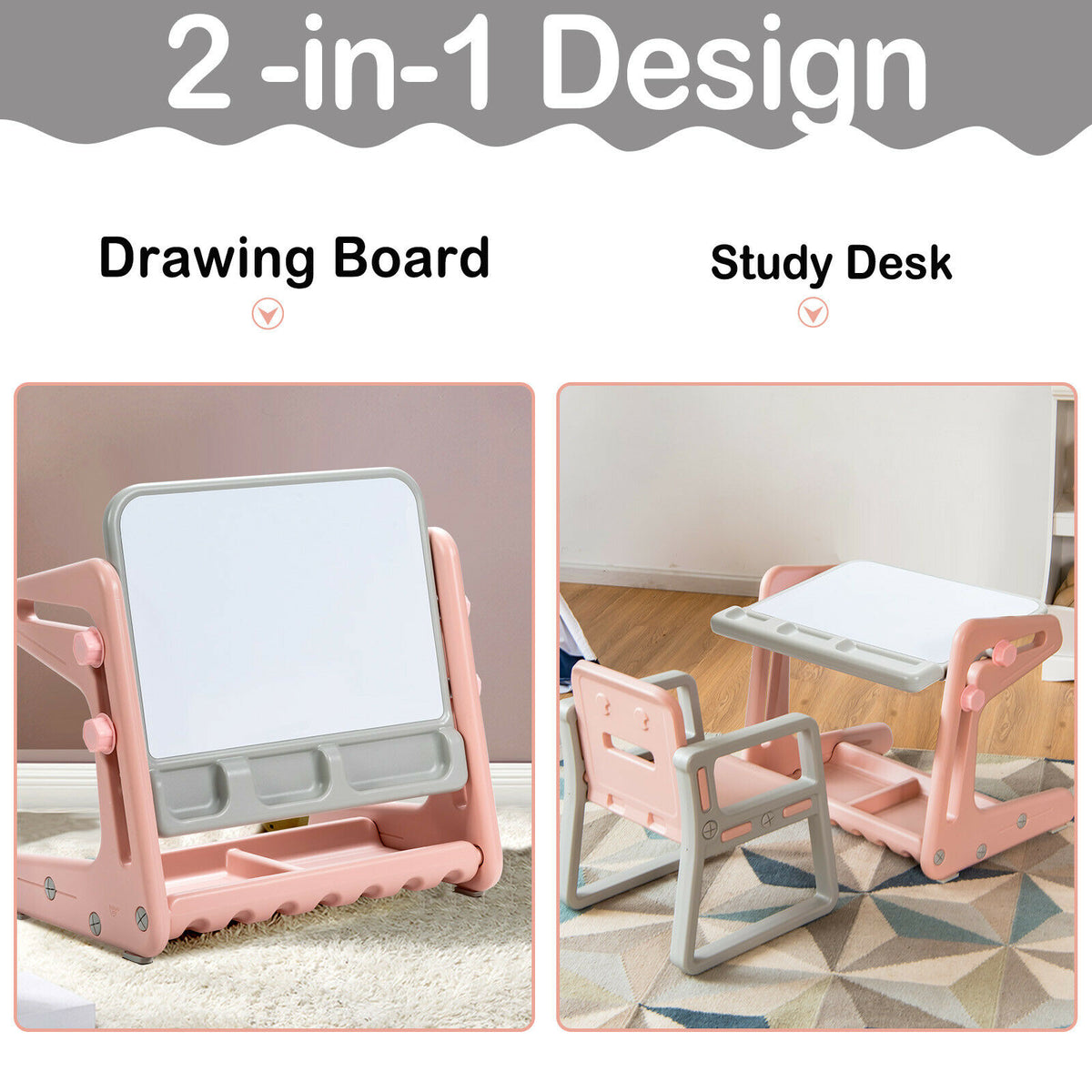 Children's Art Easel / Table and Chair Set with Ample Storage Space