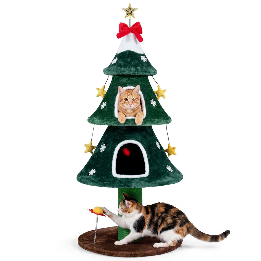 137.5 cm Christmas Cat Tree in Green