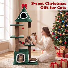 137 cm Christmas Cat Tree in Green, image 6