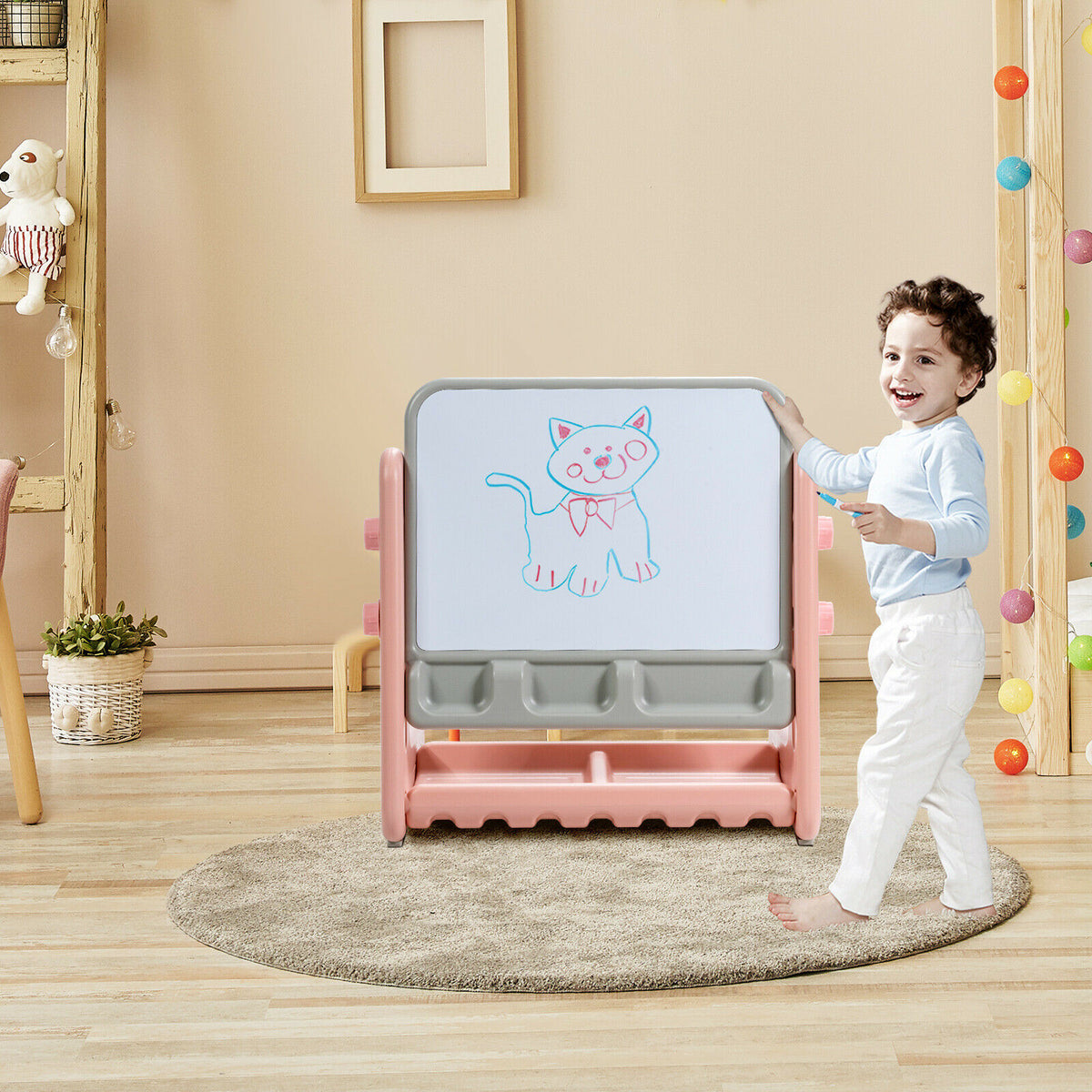 Children's Art Easel / Table and Chair Set with Ample Storage Space