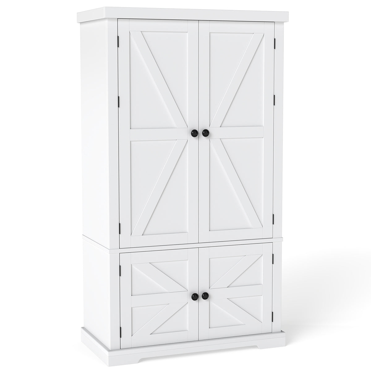 139 cm Pantry Cabinet with 4 Doors and 6 Door Shelves-White