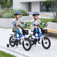 14 Inch Kids Bike with Dual Brakes for 3-5 Years Checkered Racing Series Blue