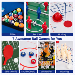 14-in-1 Combo Game Table Set Multi-Game Table 126 CM - Billiards-Natural